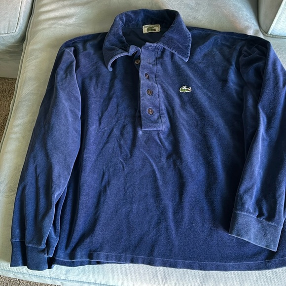 Lacoste Other - Vintage Chemise Lacoste Blue Velour Pullover